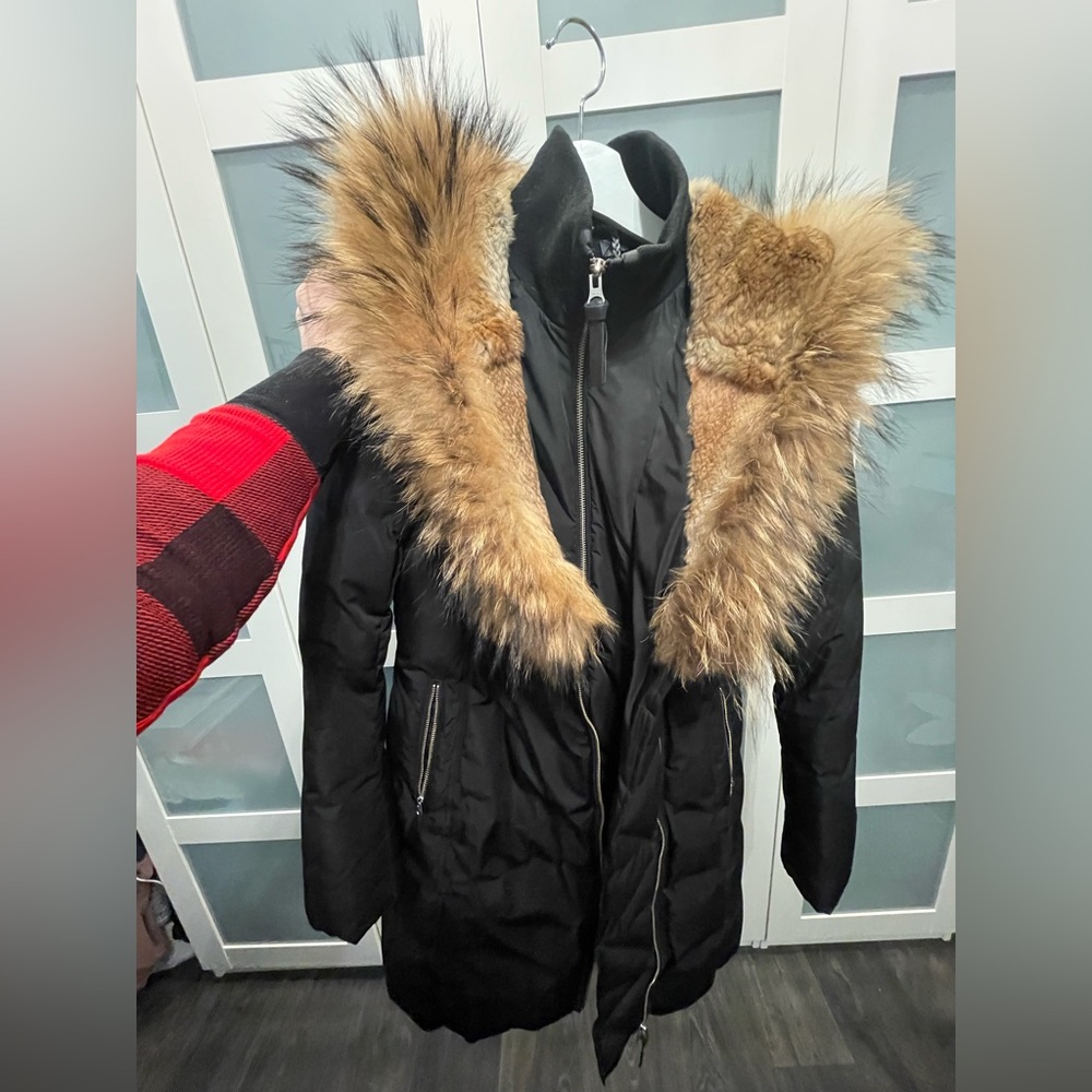 Mackage Trish Mid-Length Down Coat with Fur Hood